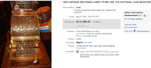 5. Top Cash Register Sold for $1,000. on eBay