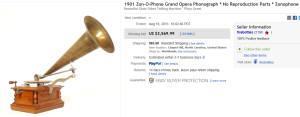 5. Top Phonograph Sold for $3,569.99. on eBay