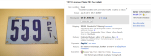 5. Top License Plate Sold for $1,880. on eBay
