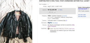 5. Top Clothing Sold for $2,625. on eBay