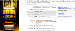 5. Top Juke Box Sold for $5,309. on eBay