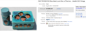 5. Top Lunch Box Sold for $802. on eBay