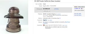 5. Top Insulator Sold for $950. on eBay