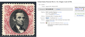 5. Top Stamp Sold for $3,505. on eBay