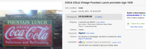 1. Top Coca Cola Sold for $3,050. on eBay