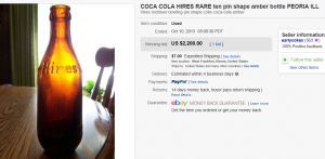 1. Top Coca Cola Sold for $2,200. on eBay