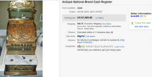 1. Top Cash Register Sold for $1,500. on eBay