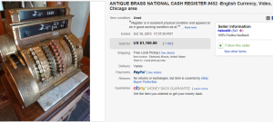2. Top Cash Register Sold for $1,100. on eBay