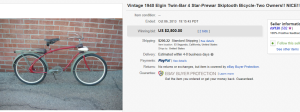 3. Top Bicycle Sold for $2,500. on eBay