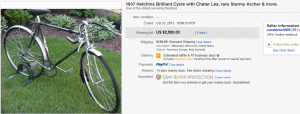 4. Top Bicycle Sold for $2,500. on eBay
