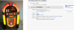 4. Most Expensive Juke Boxe Sold for $4,600. on eBay