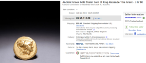 4. Top Ancient Coin Sold for $3,110. on eBay