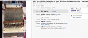 5. Top Cash Register Sold for $600. on eBay