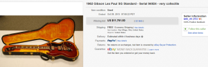 5. Most Expensive Guitar Sold for $11,761. on eBay