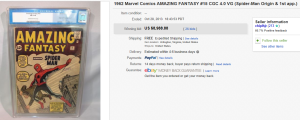 5. Top Comic Book Sold for $8,988.88. on eBay