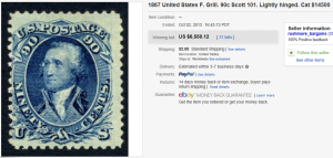 1. Top Stamp Sold for $6,550.12. on eBay