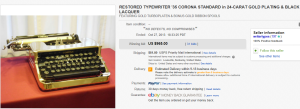 1. Top Type Writer Sold for $965. on eBay