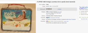 1966 Flipper Lunch Box Error 