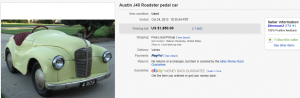 2. Most Expensive Pedal Car Sold for $1,850. on eBay
