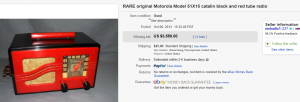2. Top Radio Sold for $3,550. on eBay