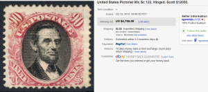 2. Top Stamp Sold for $4,755. on eBay