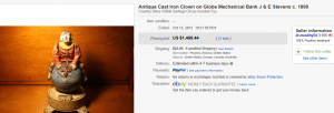 2. Most Expensive Mechanical Bank Sold for $1,469.44. on eBay