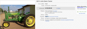 3. Top Tractor Sold for $2,500. on eBay