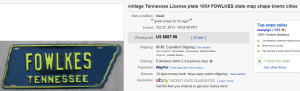 3. Most Expensive License Plate Sold for $887.99. on eBay
