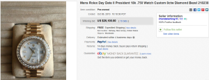 3. Top Rolex Sold for $25,100. on eBay