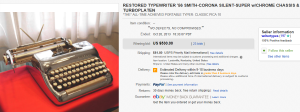 3. Top Type Writer Sold for $530. on eBay