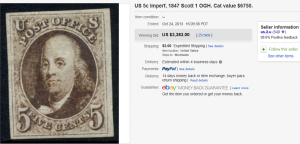 3. Top Stamp Sold for $3,383. on eBay