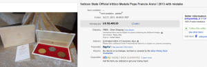 3. Most Expensive Medal  Sold for $5,499. on eBay