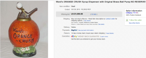 3. Top Syrup Dispenser Sold for $1,050. on eBay