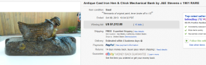 3. Most Expensive Mechanical Bank Sold for $1,212. on eBay