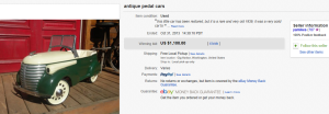 4. Most Expensive Pedal Car Sold for $1,100. on eBay