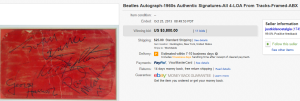 4. Most Expensive Memorabilia Sold for $3,800. on eBay