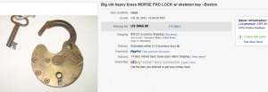 4. Most Expensive Locks Sold for $860. on eBay