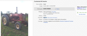 4. Top Tractor Sold for $1,725. on eBay