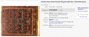4. Top Rug & Blanket Sold for $2,999.99. on eBay