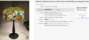4. Most Expensive Lamp Sold for $2,202.77. on eBay