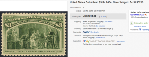 4. Top Stamp Sold for $2,211. on eBay