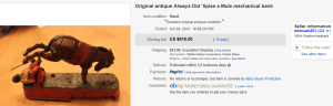 4. Most Expensive Mechanical Bank Sold for $910. on eBay