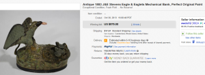 5. Most Expensive Mechanical Bank Sold for $575. on eBay