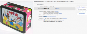 5. Most Expensive Lunch Box Sold for $617.50. on eBay
