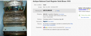 1. Top Cash Register Sold for $1,000. on eBay