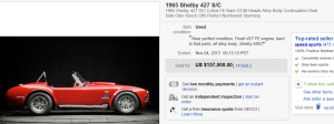 1. Top Car Sold for $157,000. on eBay