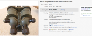 1. Top Binocular Sold for $3,500. on eBay