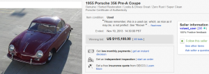 2. Top Car Sold for $115,100. on eBay