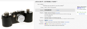 2. Top Camera Sold for $4,000. on eBay