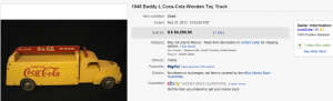Top Coca Cola Sold for $4,200. on eBay